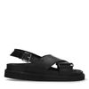 Zwarte leren plateau sandalen met gekruiste banden