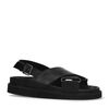 Zwarte leren plateau sandalen met gekruiste banden