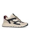 Beige sneakers met zwarte en fluffy details