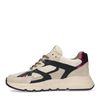 Beige sneakers met zwarte en fluffy details