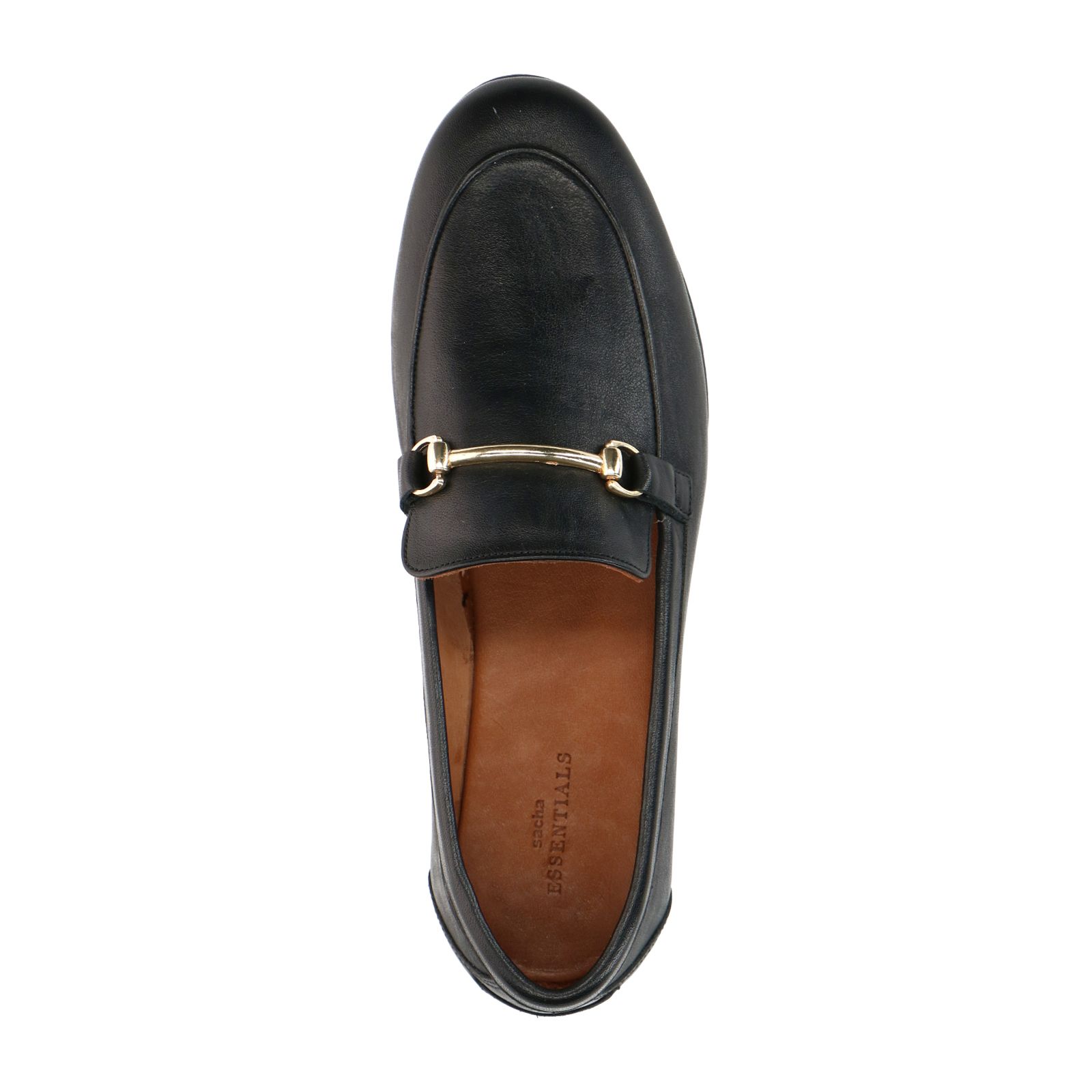 Zwarte leren loafers met goudkleurige gesp - Damesschoenen – SACHA