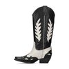 Zwarte leren cowboylaarzen met off white details