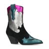 Zwarte leren cowboylaarzen met kleurrijke metallic details