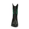 Zwarte cowboy enkellaarsjes met metallic groene details