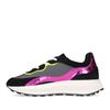 Zwarte sneakers met roze en gele details