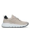 Beige nubuck sneakers met zwarte details