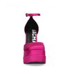 Roze gesloten pumps met plateauzool