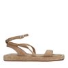 Beige suède sandalen met gekruiste bandjes