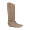Beige suède cowboylaarzen met stiksels