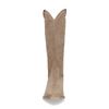 Beige suède cowboylaarzen met stiksels