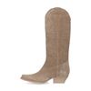 Beige suède cowboylaarzen met stiksels