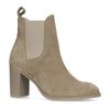 Beige suède chelsea boots met hak
