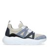 Blauwe suède dad sneakers met gekleurde details