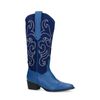 Blauwe suède cowboylaarzen