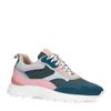 Blauwe suède sneakers met roze details