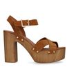 Bruine suéde sandalen met hak