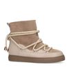 Beige suède veterboots met imitatiebont
