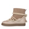 Beige suède veterboots met imitatiebont