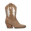 Taupe cowboy enkellaarsjes met metallic details