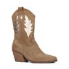 Taupe cowboy enkellaarsjes met metallic details