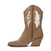 Taupe cowboy enkellaarsjes met metallic details