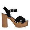 Zwarte suède sandalen met hak