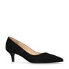 Zwarte suède pumps met kitten heel