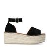 Zwarte suède plateau sandalen