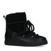 Zwarte suède veterboots met imitatiebont