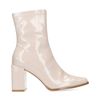Beige enkellaarsjes met lak look