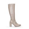 Beige hoge laarzen met lak look