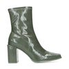 Khaki enkellaarsjes met lak look