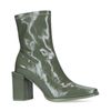 Khaki enkellaarsjes met lak look