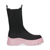 Zwarte chelsea boots met roze zool