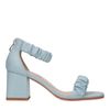 Lichtblauwe hak sandalen met geplooide bandjes