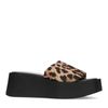 Zwarte leopard wedge sandalen