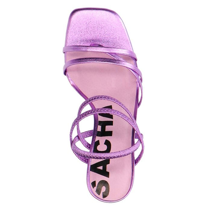 Roze metallic hak sandalen met bandjes
