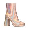 Roze metallic enkellaarsjes met hak