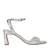 Zilverkleurige leren sandalen met rechte hak