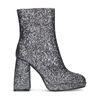 Zilverkleurige glitter enkelboots met hak