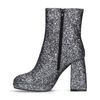 Zilverkleurige glitter enkelboots met hak