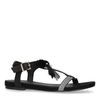 Zwarte sandalen met pompons