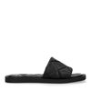 Zwarte leren slippers met ruitpatroon