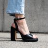 Zwarte platform sandalen met hak