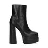 Zwarte shiny platform enkellaarsjes met hoge hak