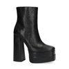 Zwarte shiny platform enkellaarsjes met hoge hak