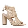 Beige opengewerkte sandalen met hak