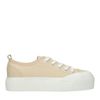 Beige sneakers met platformzool