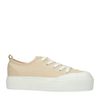 Beige sneakers met platformzool