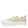 Beige sneakers met platformzool